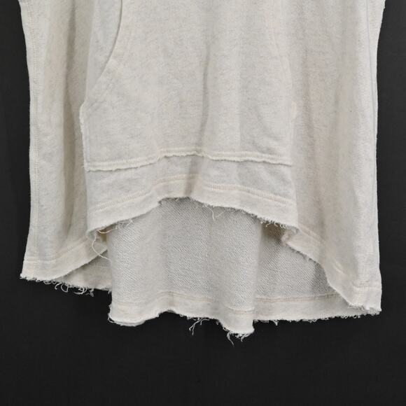 FREE PEOPLE Hoodie Womens Sz XS Vintage Beach Day Cream Coastal Boho Sleeveless - Picture 3 of 11